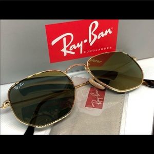 Ray-Ban Hexagonal Flat Lenses (Gold Frame)